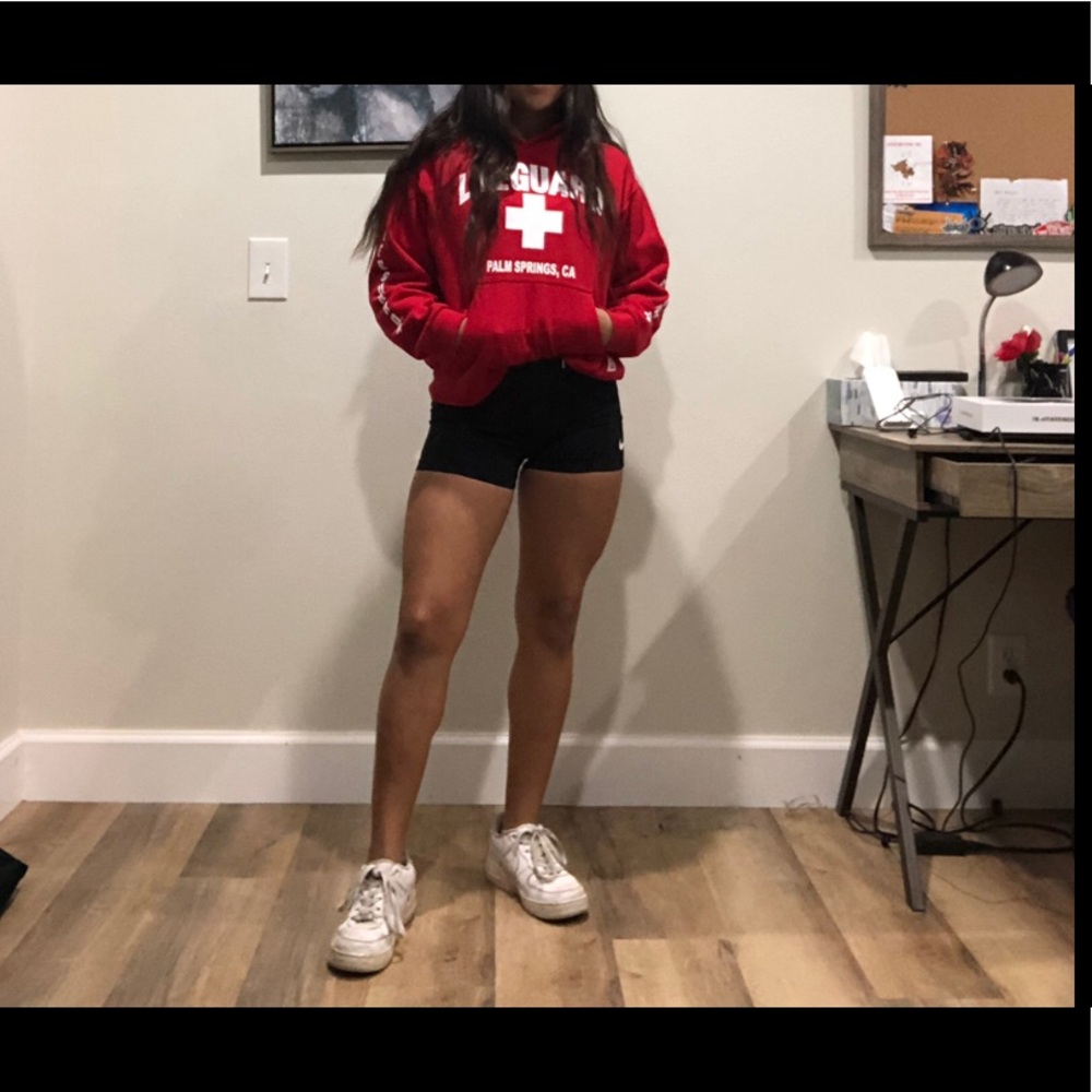 Bright red lifeguard hoodie